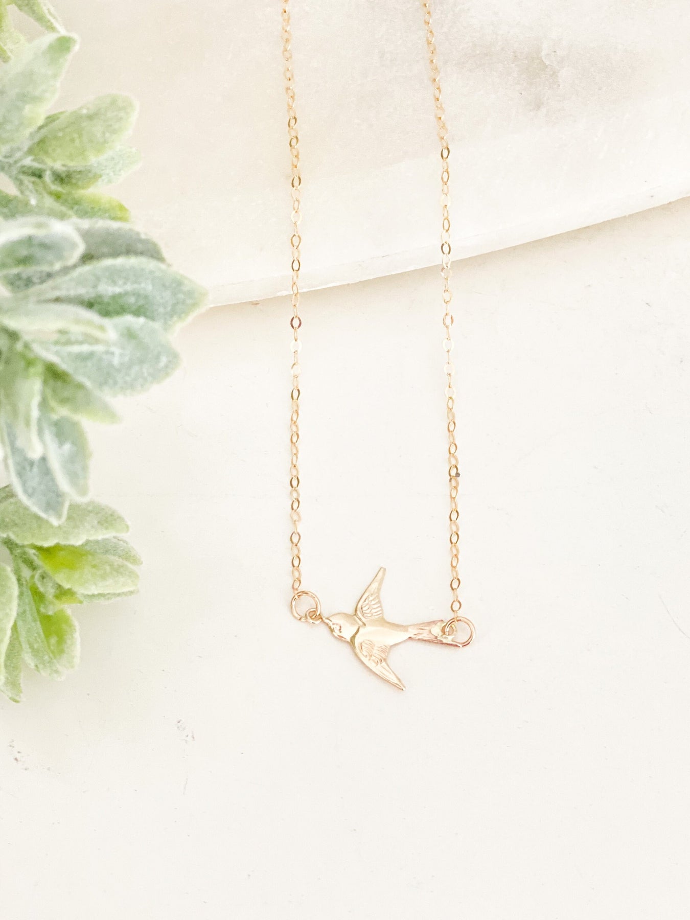 Soaring Sparrow Necklace, Dainty Bird Necklace, Gold Bird Necklace, Fl ...